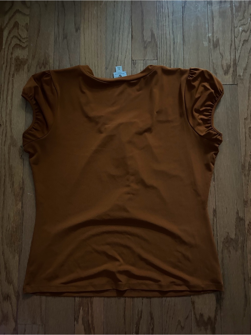 Worthington Stretch Burnt Orange Ruched Cap Sleeve Top Size XL - Picture 7 of 7